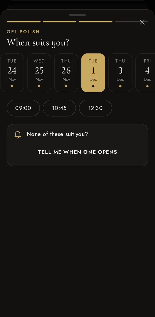 App screen: Free times, with no calling and no waiting