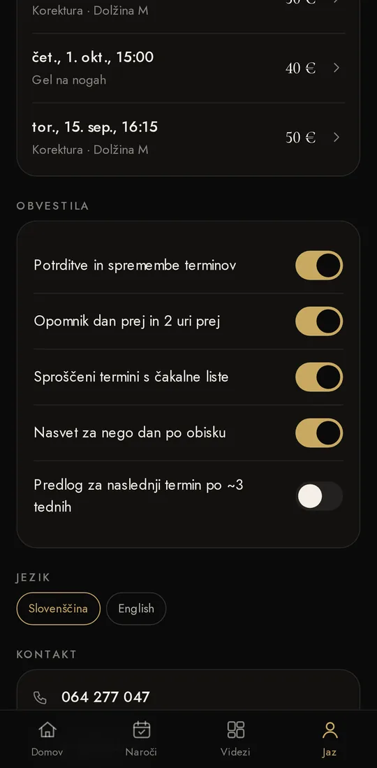 Zaslon aplikacije: Sami izberete, katera obvestila prejemate